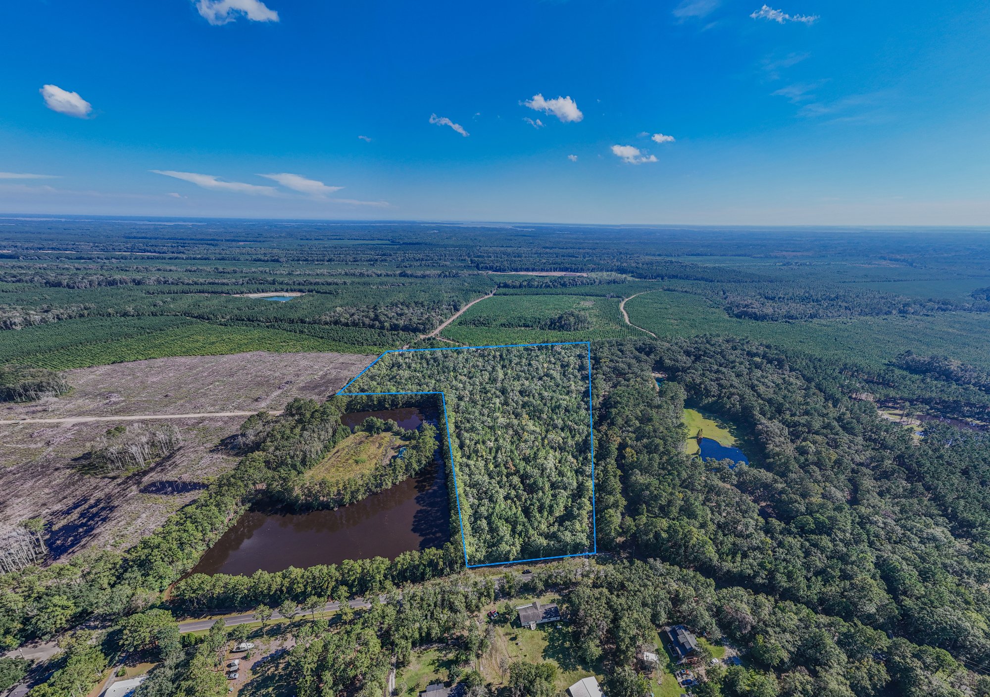 25-acre rural land tract in Adams Run, South Carolina — aerial view